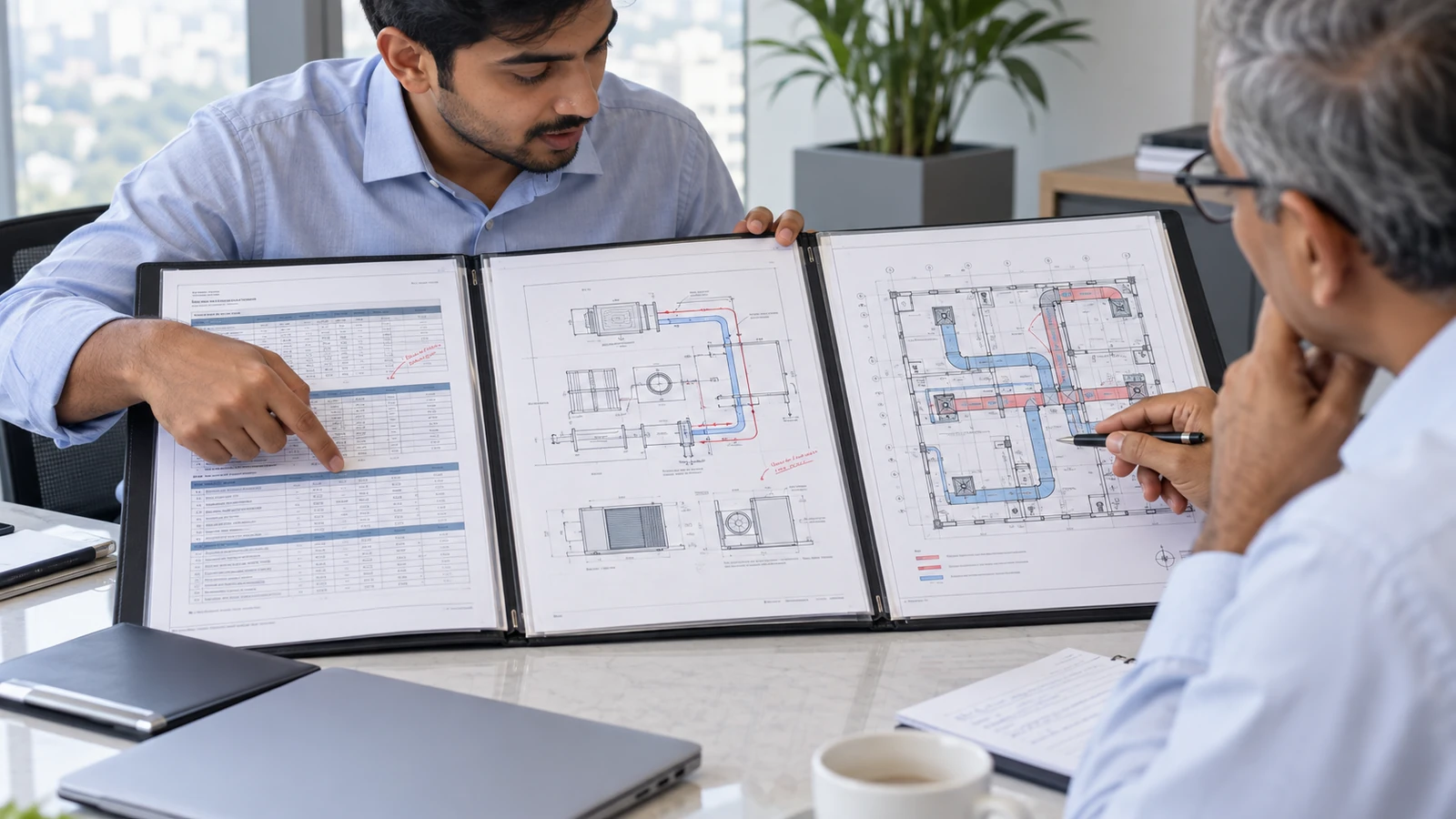 An illustrative portfolio review: explain the calculation, system choices and coordinated drawing.